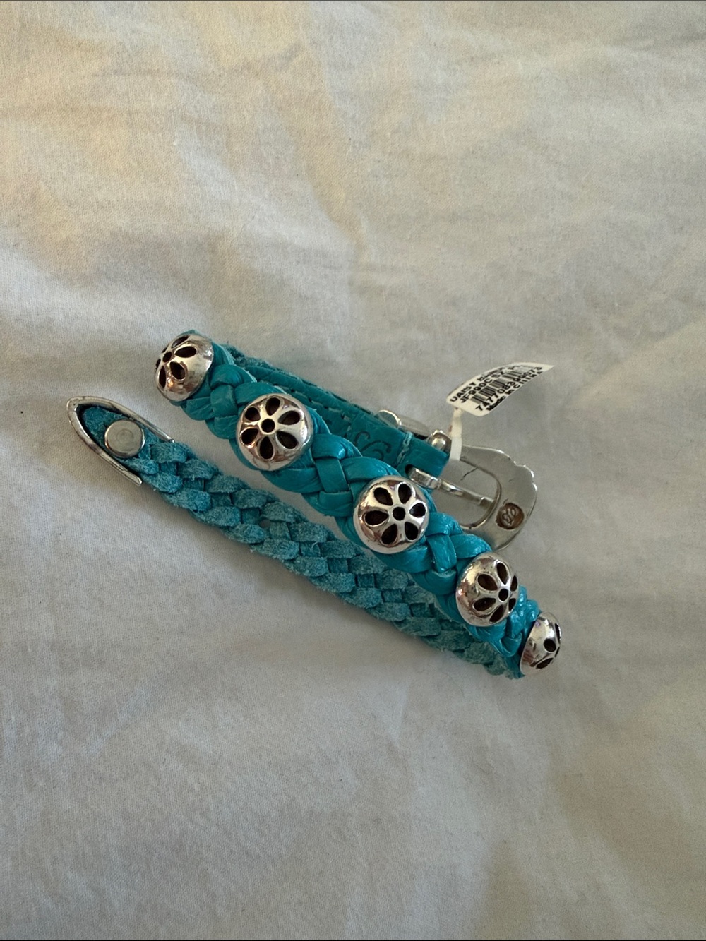 NWT Brighton Braided blue Leather Bracelet with Circle Accents and a buckle